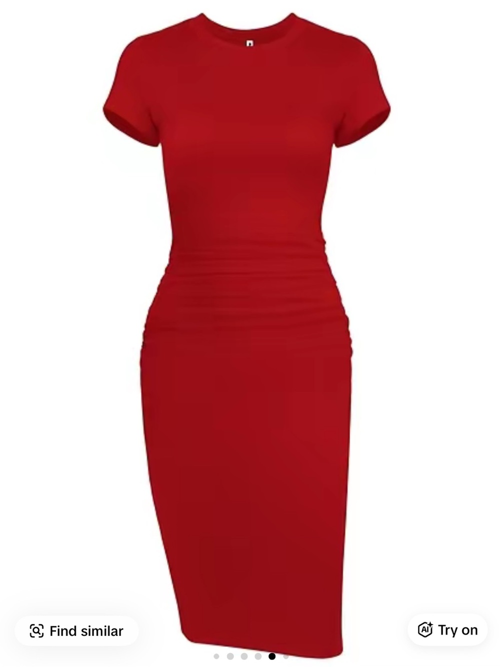 Women’s Short Sleeve Ruched Cotton Casual Sundress Knee Length Bodycon T-Shirt D